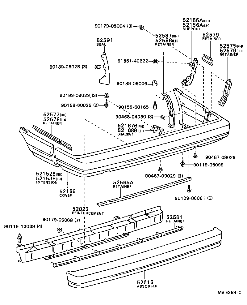 52015-32040 ARM SUB-ASSY, REAR BUMPER, RH product image