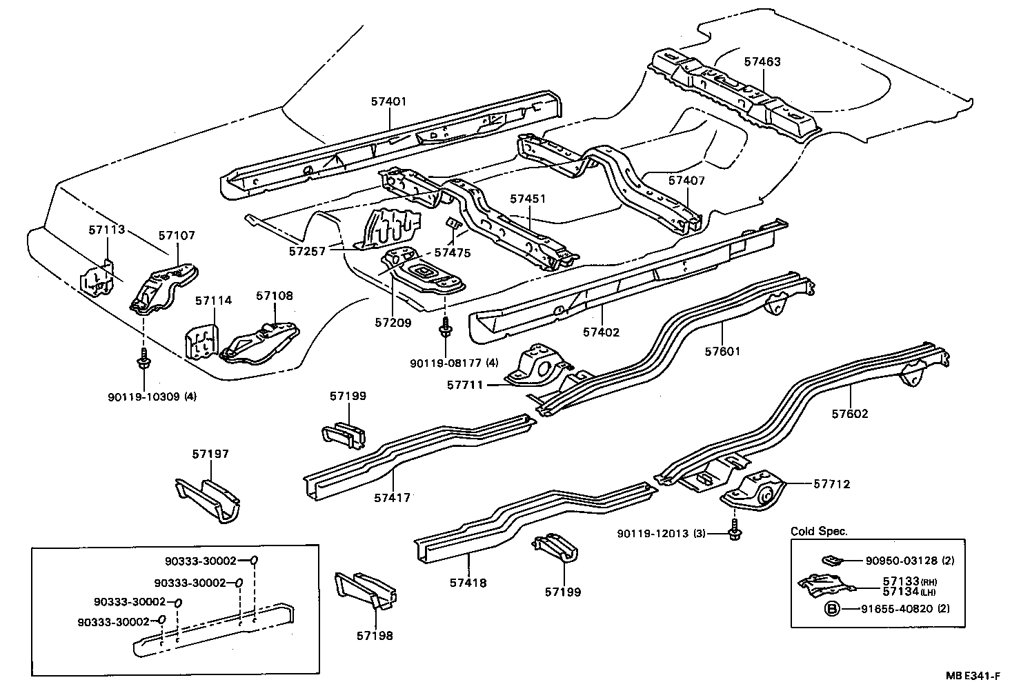 57601-20120 MEMBER SUB-ASSY, REAR FLOOR SIDE, RH product image