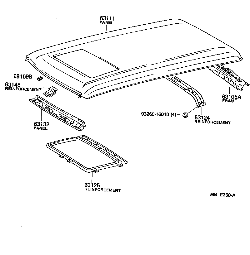 63132-90A03 PANEL, WINDSHIELD HEADER, INNER product image