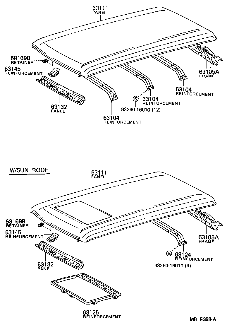 63045-90A00 REINFORCEMENT SUB-ASSY, ROOF PANEL, CENTER product image