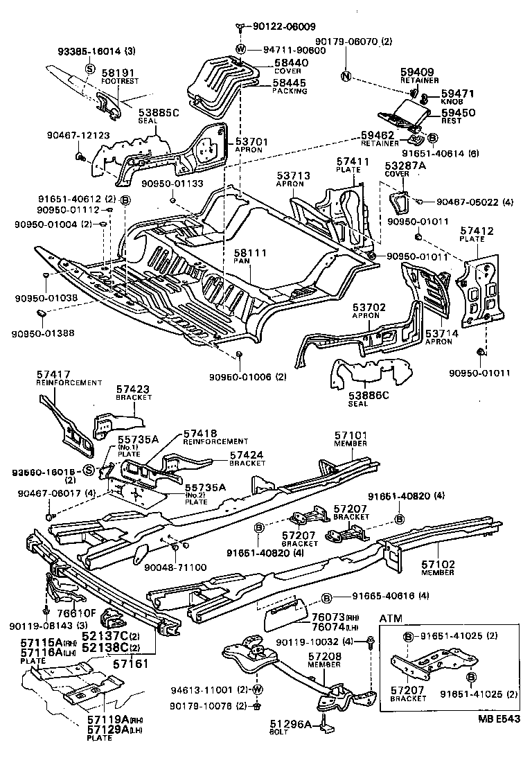 57102-87012 MEMBER SUB-ASSY, FRONT SIDE, LH product image