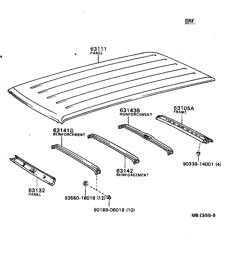 63403-87002 SUPPORT SUB-ASSY, ROOF RACK, CENTER RH product image