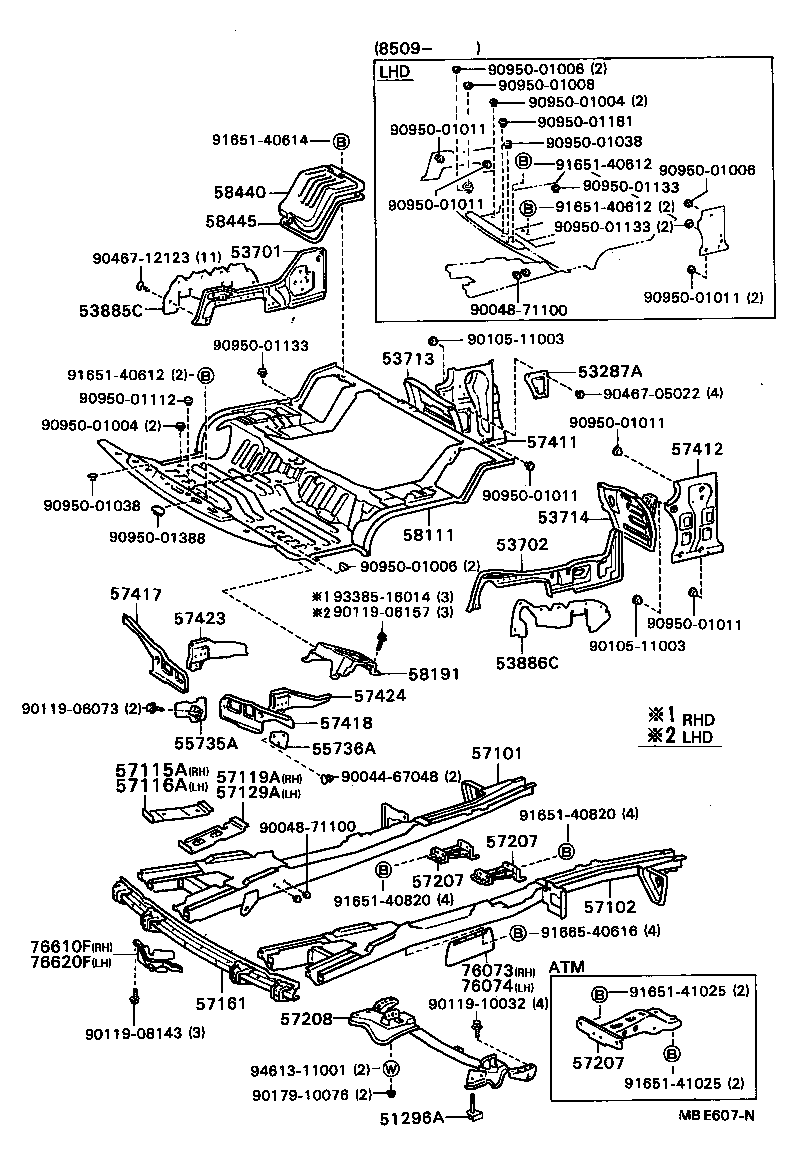 57102-28080 MEMBER SUB-ASSY, FRONT SIDE, LH product image