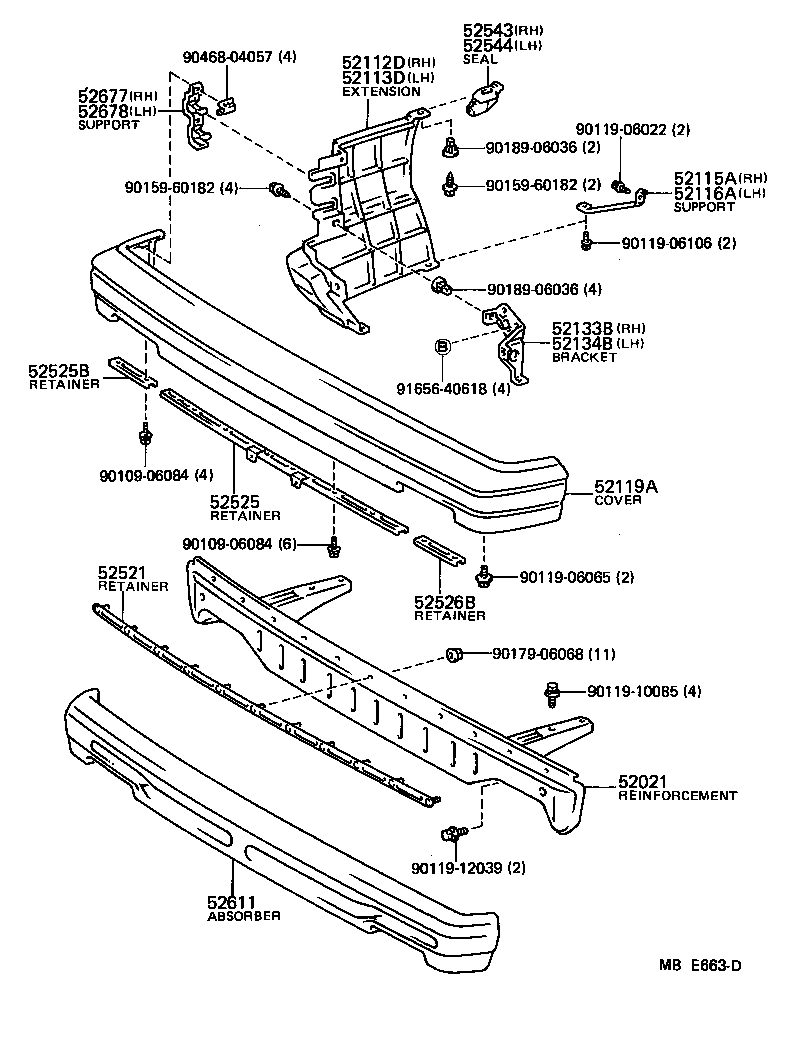 52112-32010 EXTENSION, FRONT BUMPER, RH product image