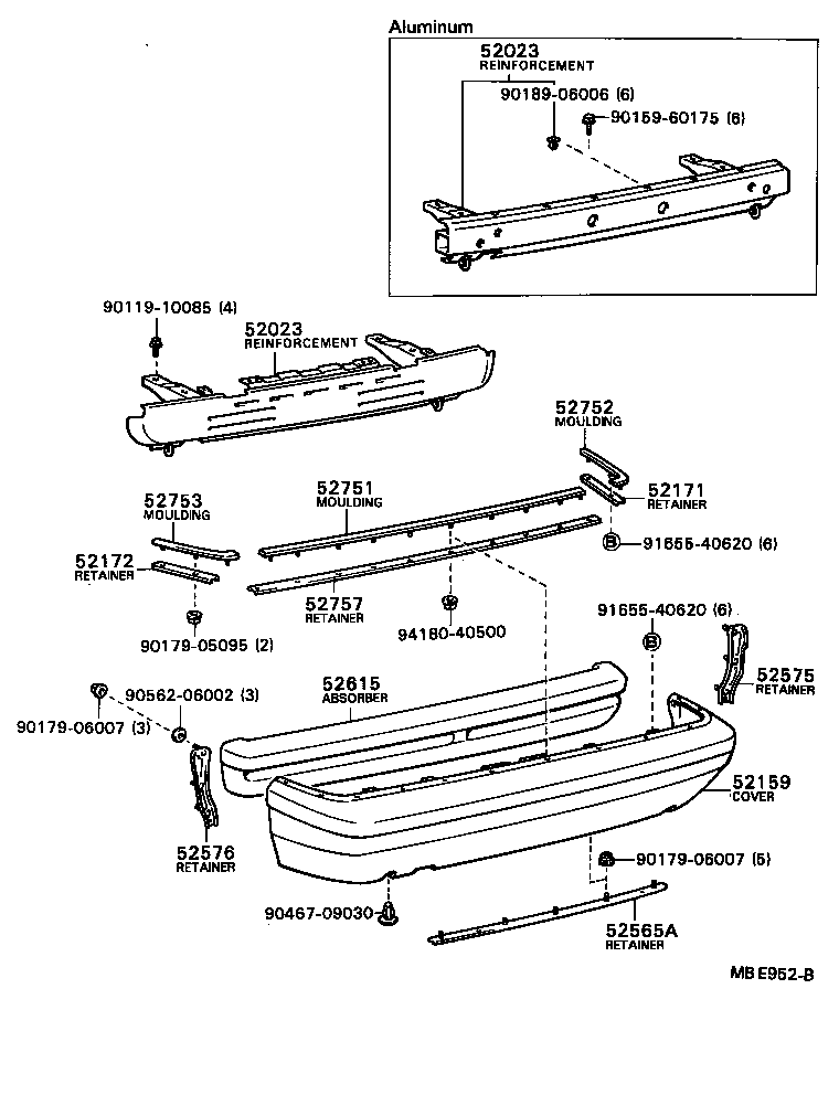 52159-24010-22 COVER, REAR BUMPER product image