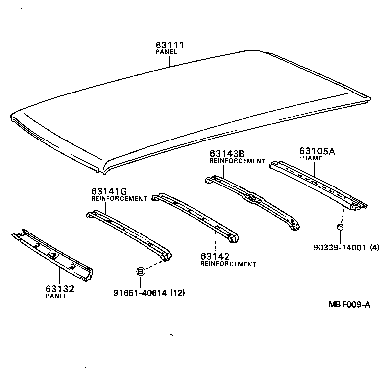 63403-87002 SUPPORT SUB-ASSY, ROOF RACK, CENTER RH product image