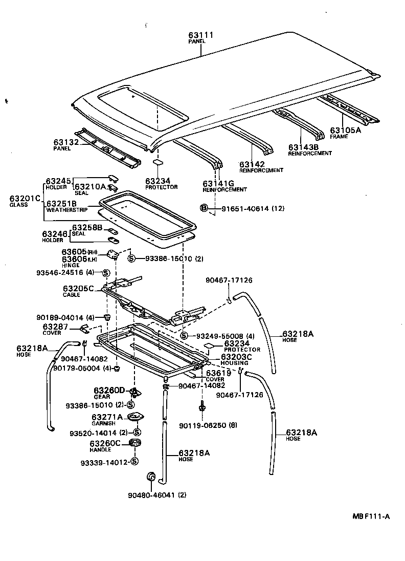 63403-87002 SUPPORT SUB-ASSY, ROOF RACK, CENTER RH product image
