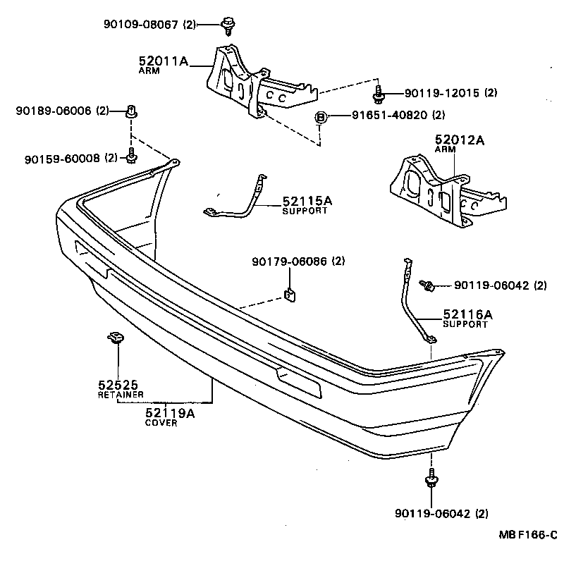 52115-12220 SUPPORT, FRONT BUMPER SIDE, RH product image