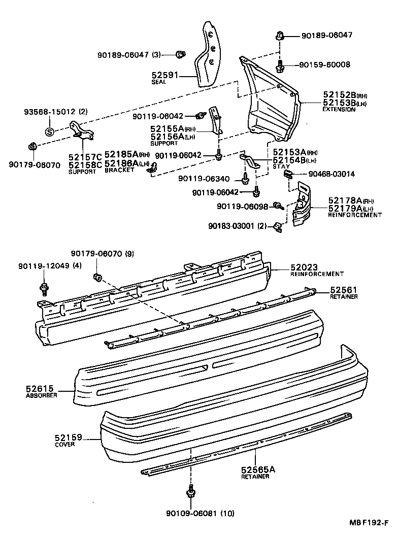 52155-12130 SUPPORT, REAR BUMPER SIDE, RH product image