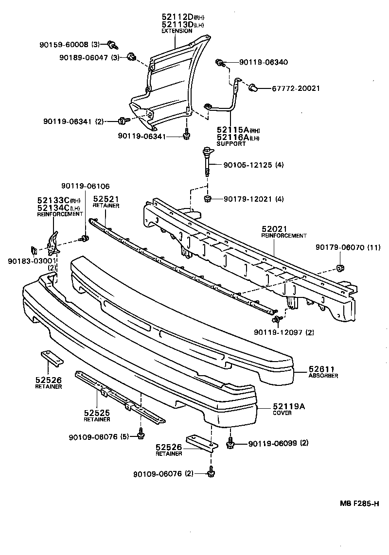 52115-12220 SUPPORT, FRONT BUMPER SIDE, RH product image