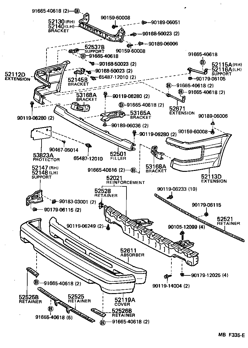 52112-12100 EXTENSION, FRONT BUMPER, RH product image