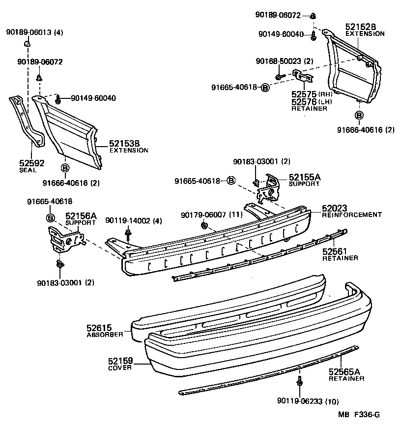 52592-12010 SEAL, REAR BUMPER SIDE, LH product image