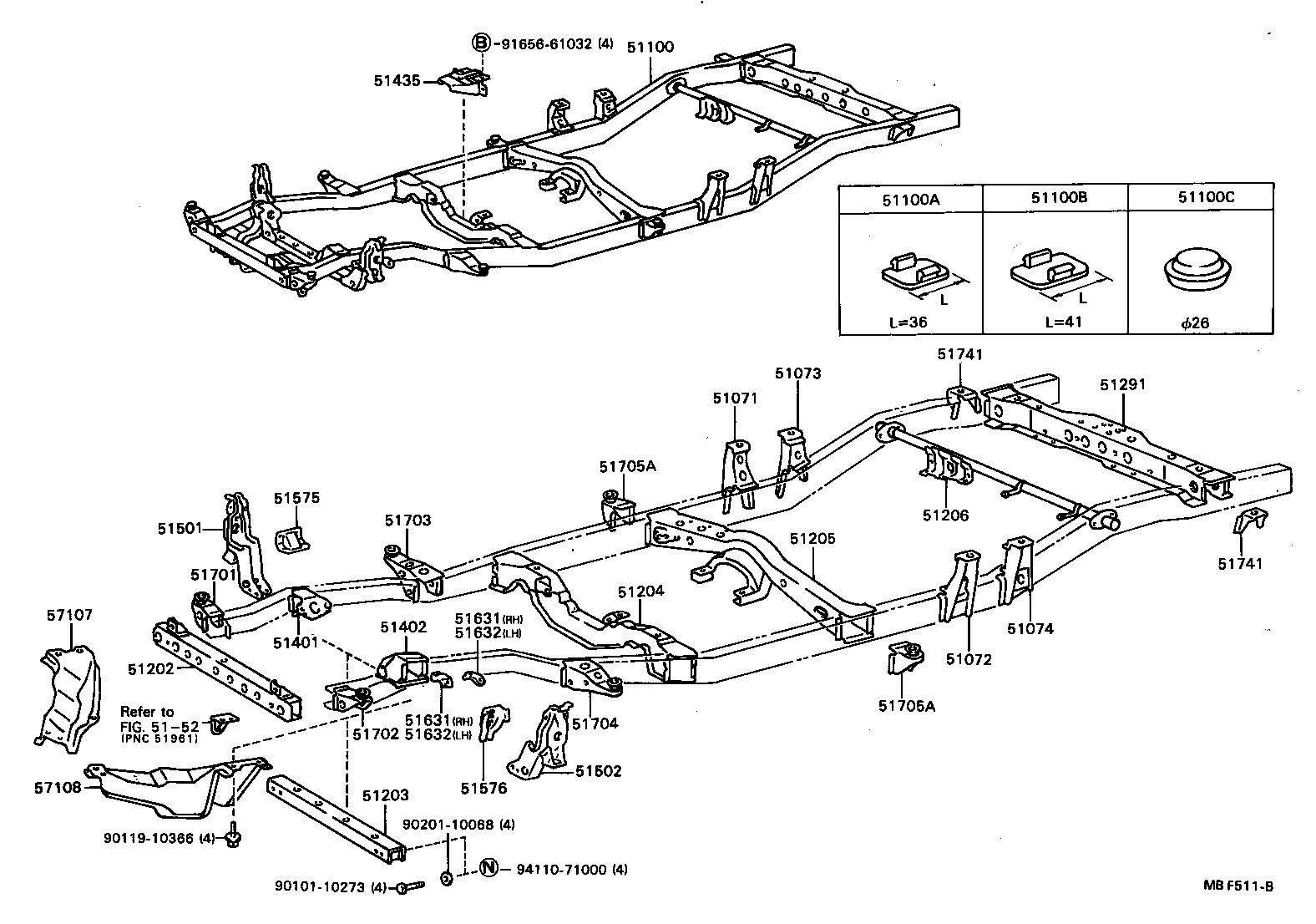 51074-35010 BRACKET SUB-ASSY, REAR BODY MOUNTING, NO.2 LH product image