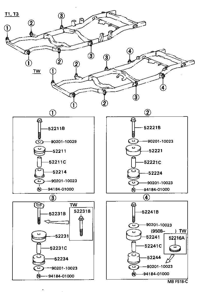 90109-10124 BOLT(FOR BODY MOUNT NO.3 CUSHION) product image