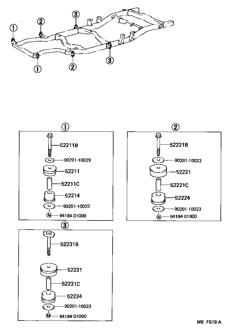 52202-35040 CUSHION, BODY MOUNT, NO.1 LOWER product image