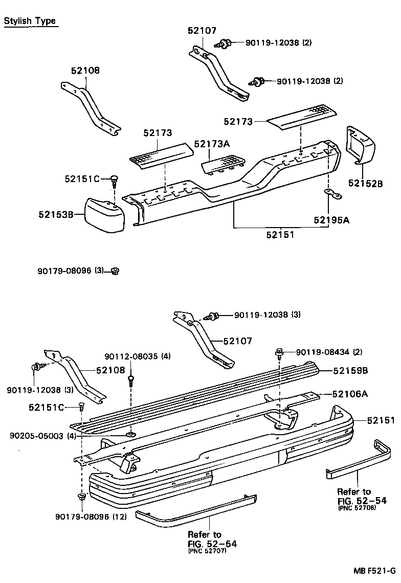 52016-89108 STAY SUB-ASSY, REAR BUMPER, LH product image