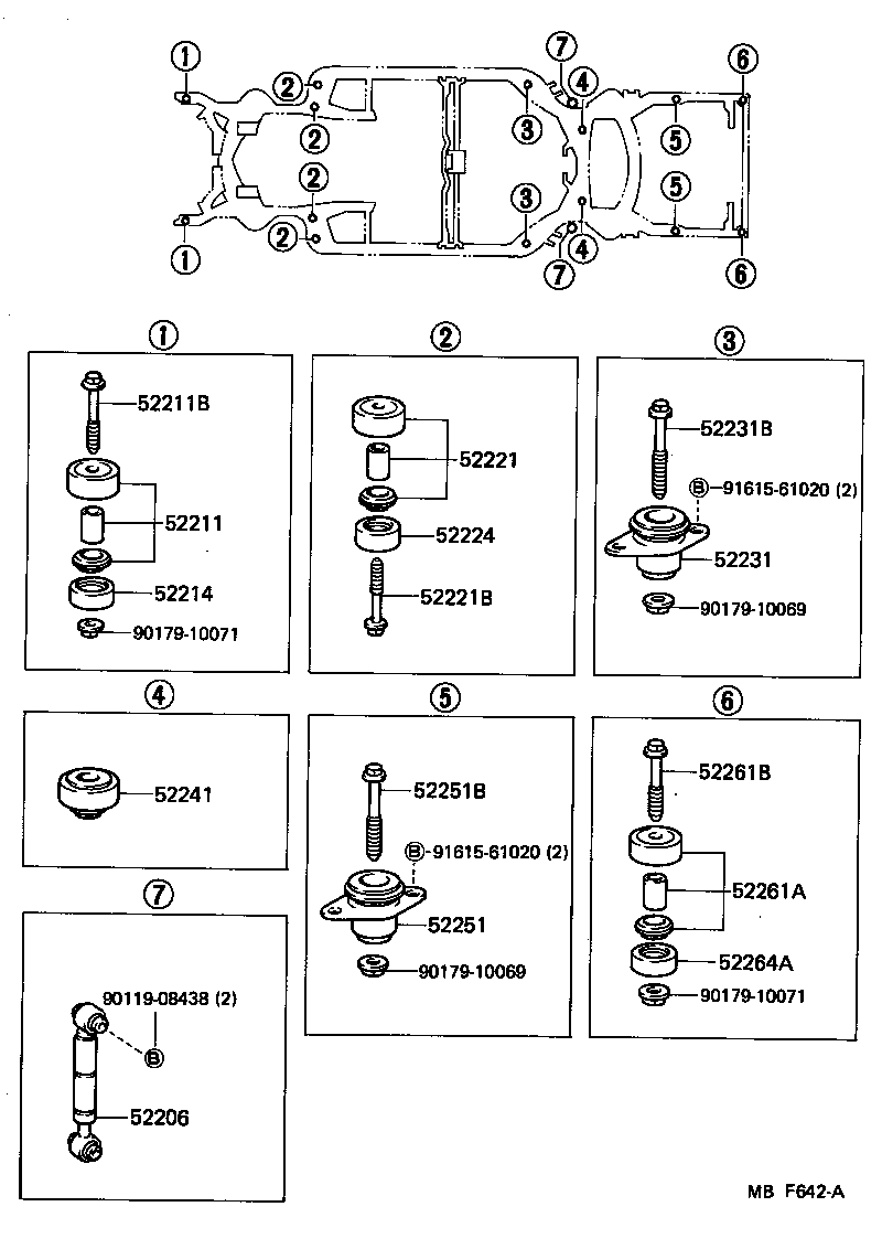 52201-30908 CUSHION, BODY MOUNT, NO.2 UPPER product image