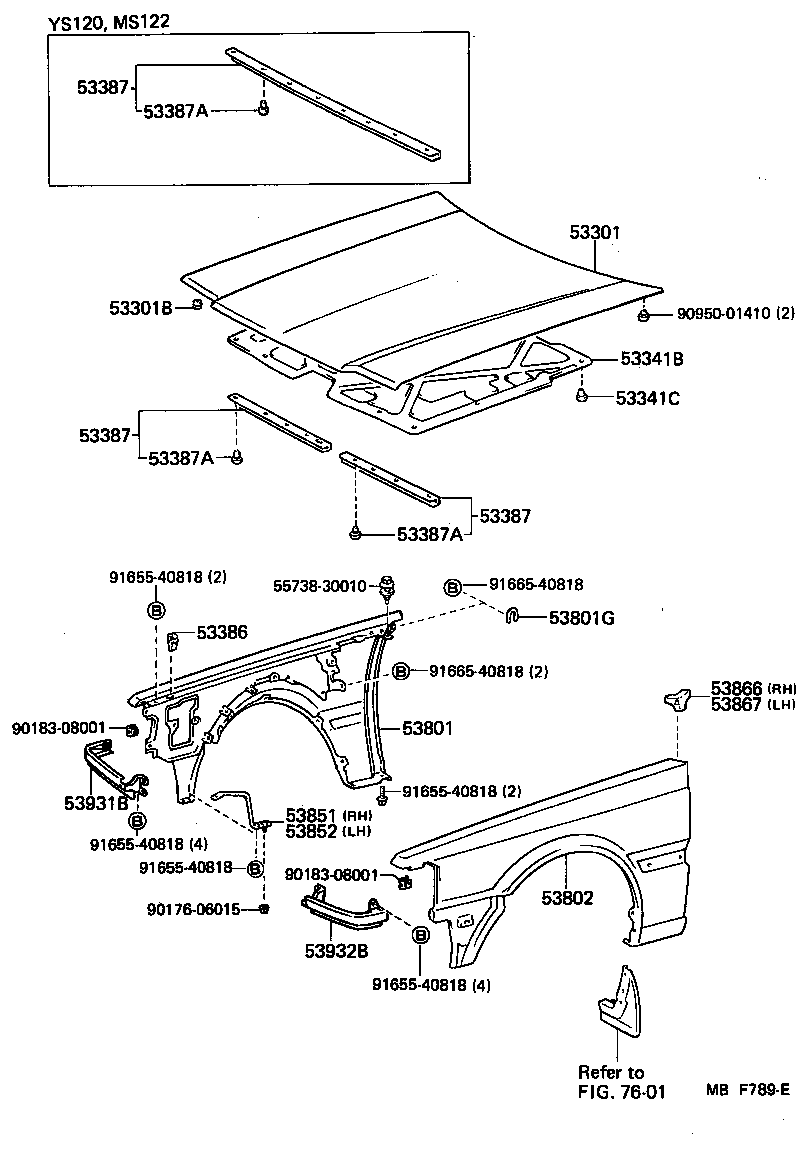 53802-30830 FENDER SUB-ASSY, FRONT LH product image