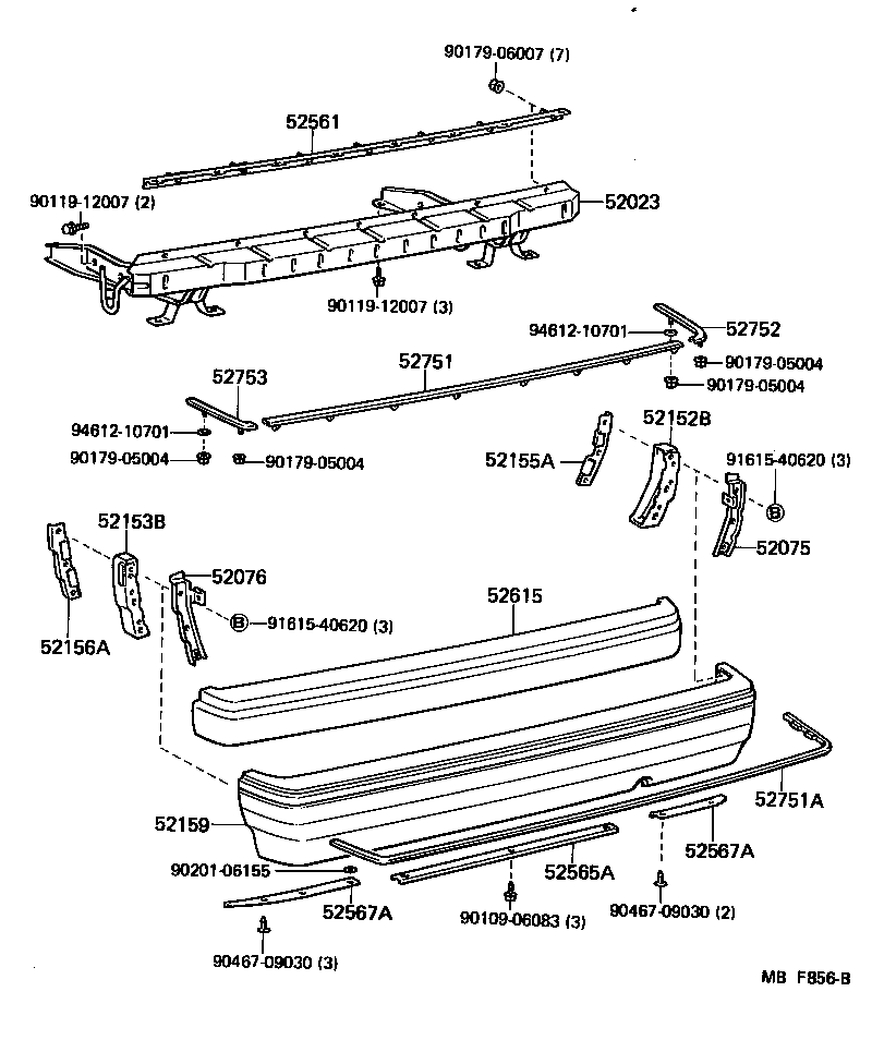 52155-30030 SUPPORT, REAR BUMPER SIDE, RH product image