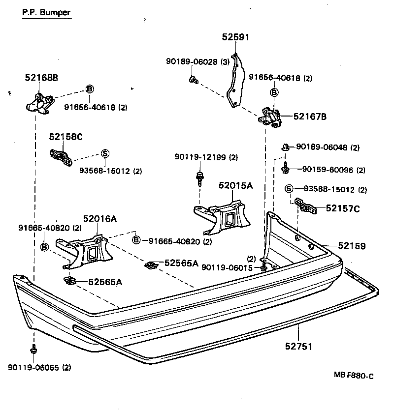 52592-20010 SEAL, REAR BUMPER SIDE, LH product image