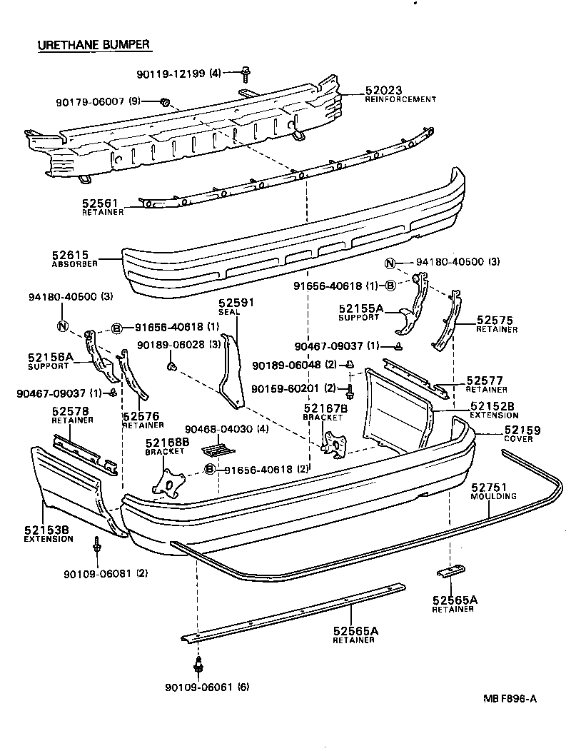 52155-20150 SUPPORT, REAR BUMPER SIDE, RH product image