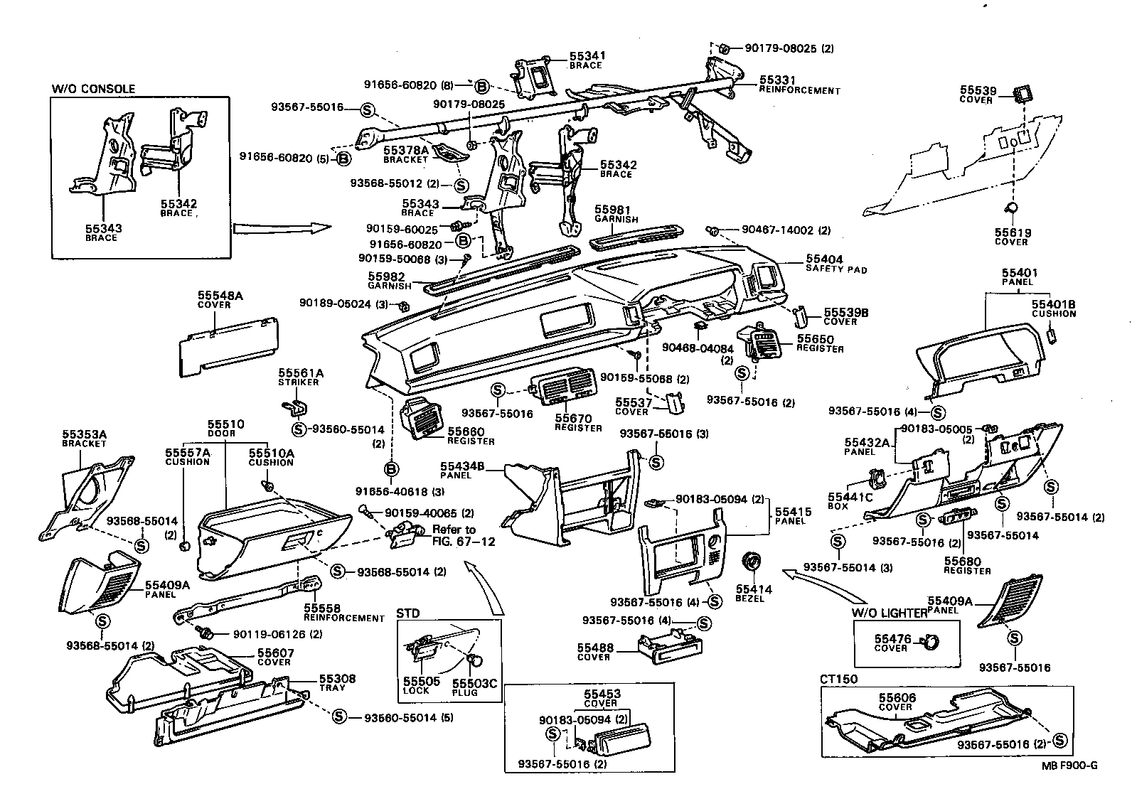 55306-20080 BRACE, INSTRUMENT PANEL, NO.2 product image