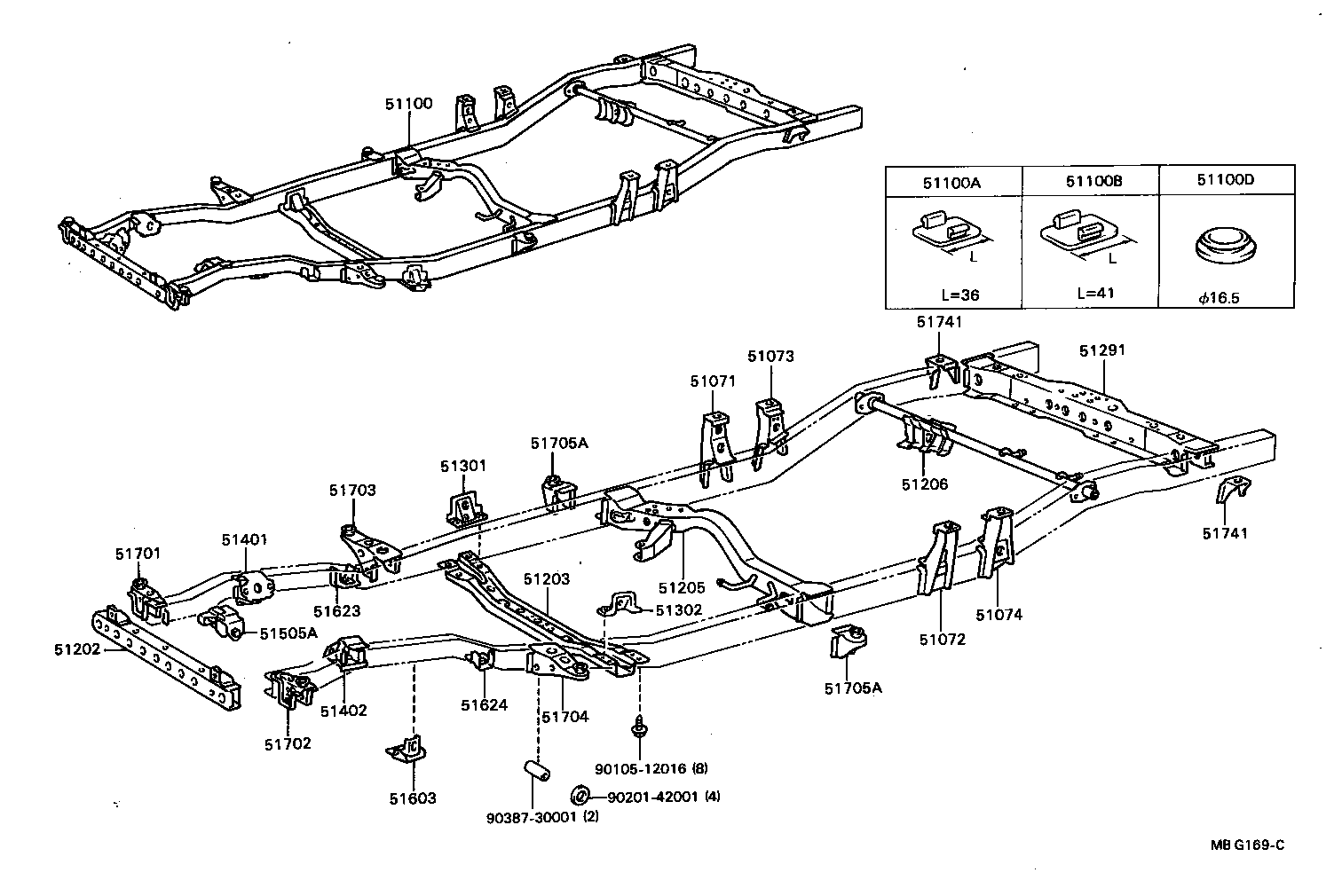 51074-35010 BRACKET SUB-ASSY, REAR BODY MOUNTING, NO.2 LH product image