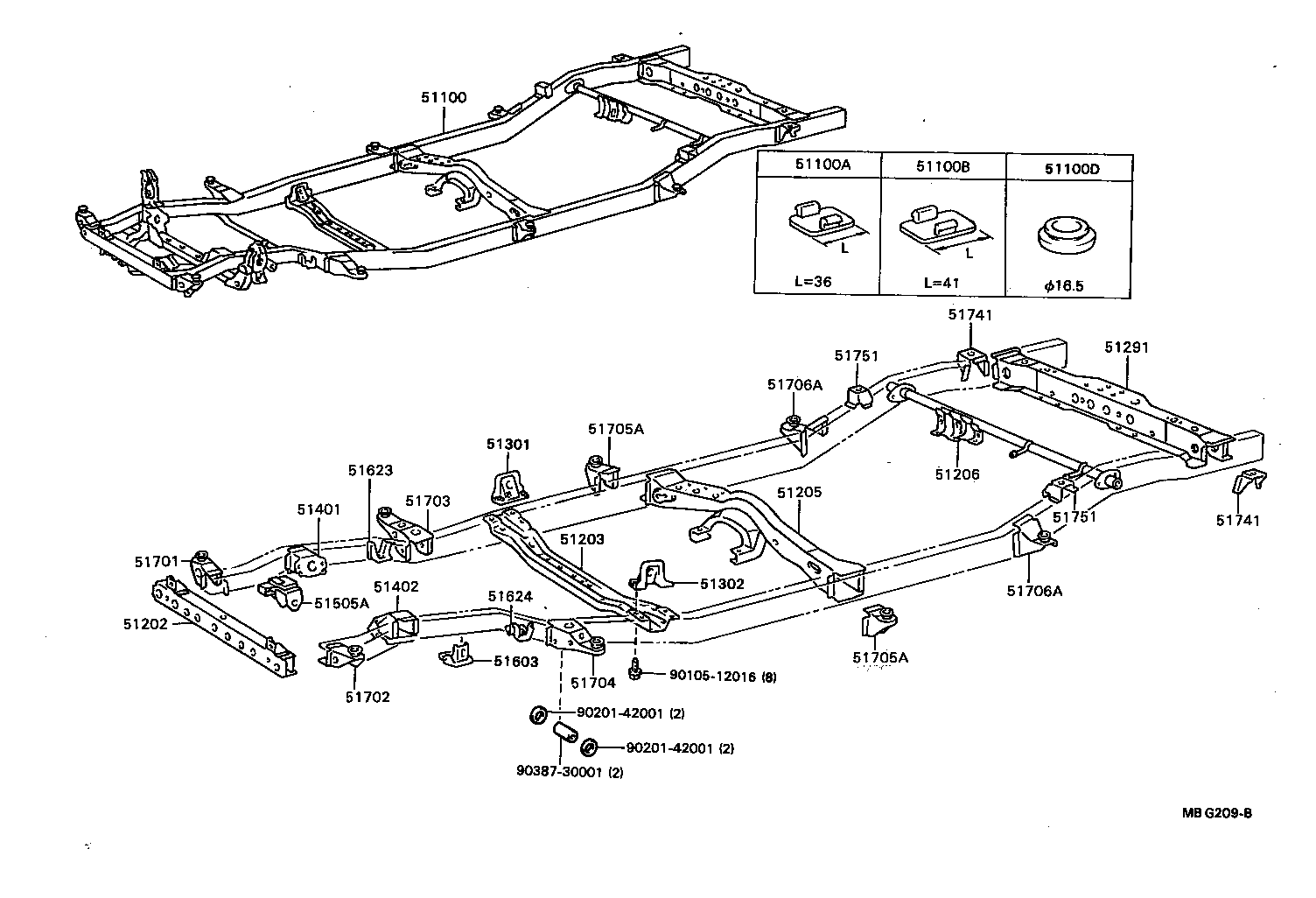 51074-35010 BRACKET SUB-ASSY, REAR BODY MOUNTING, NO.2 LH product image