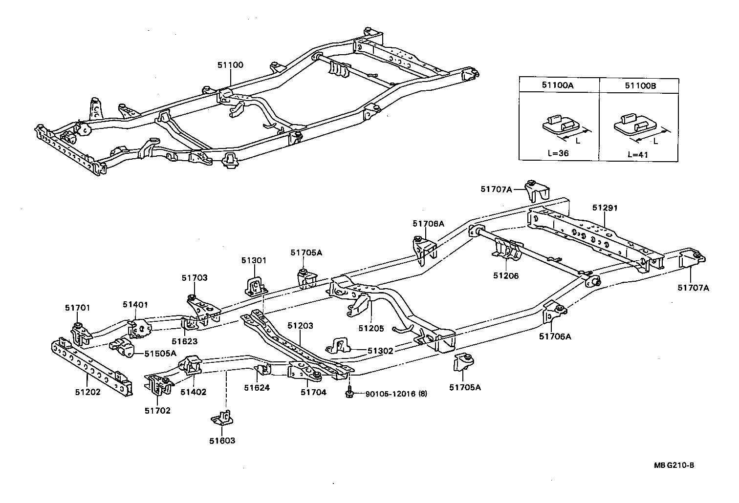 51074-35010 BRACKET SUB-ASSY, REAR BODY MOUNTING, NO.2 LH product image