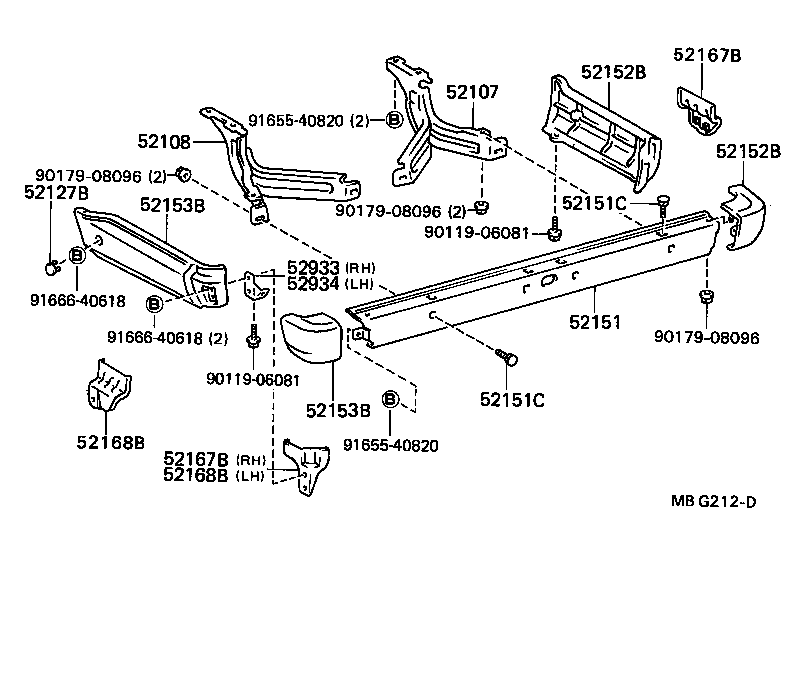 52016-89108 STAY SUB-ASSY, REAR BUMPER, LH product image