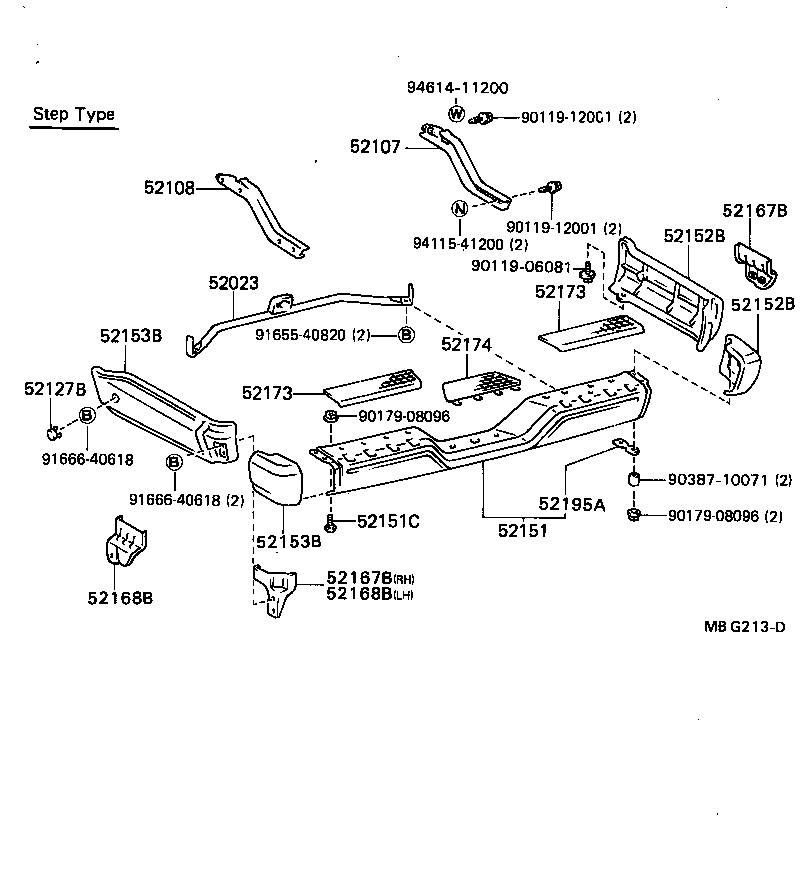 52016-89108 STAY SUB-ASSY, REAR BUMPER, LH product image