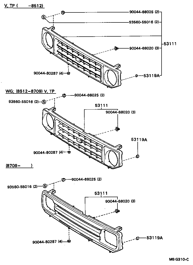 53111-87609 GRILLE, RADIATOR product image