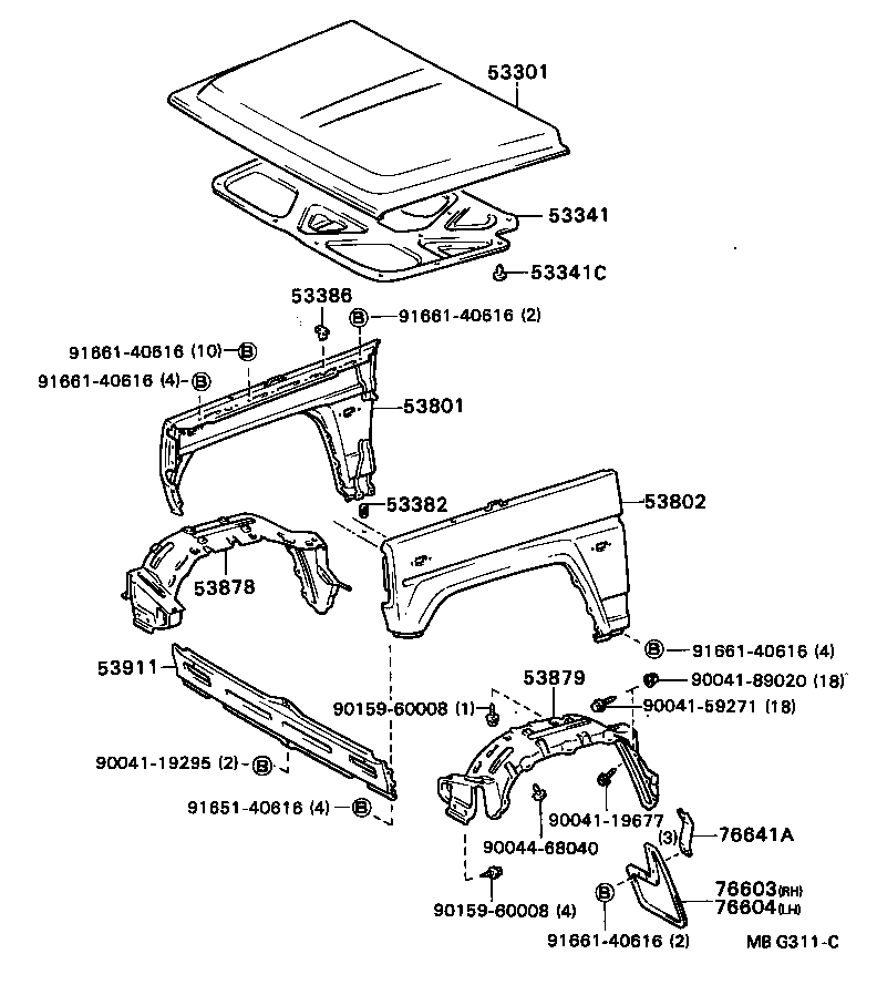 53341-87602 SILENCER, HOOD, NO.1 product image