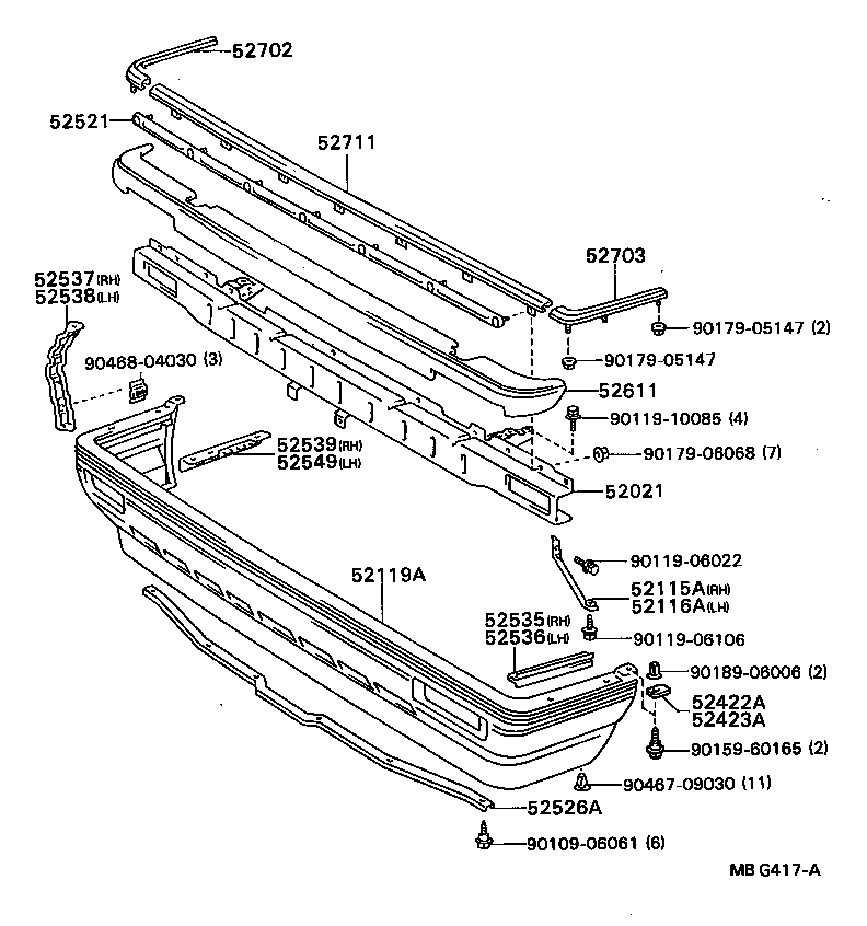 52611-32030 ABSORBER, FRONT BUMPER ENERGY product image