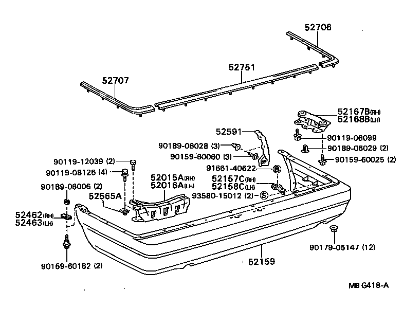 52015-32040 ARM SUB-ASSY, REAR BUMPER, RH product image