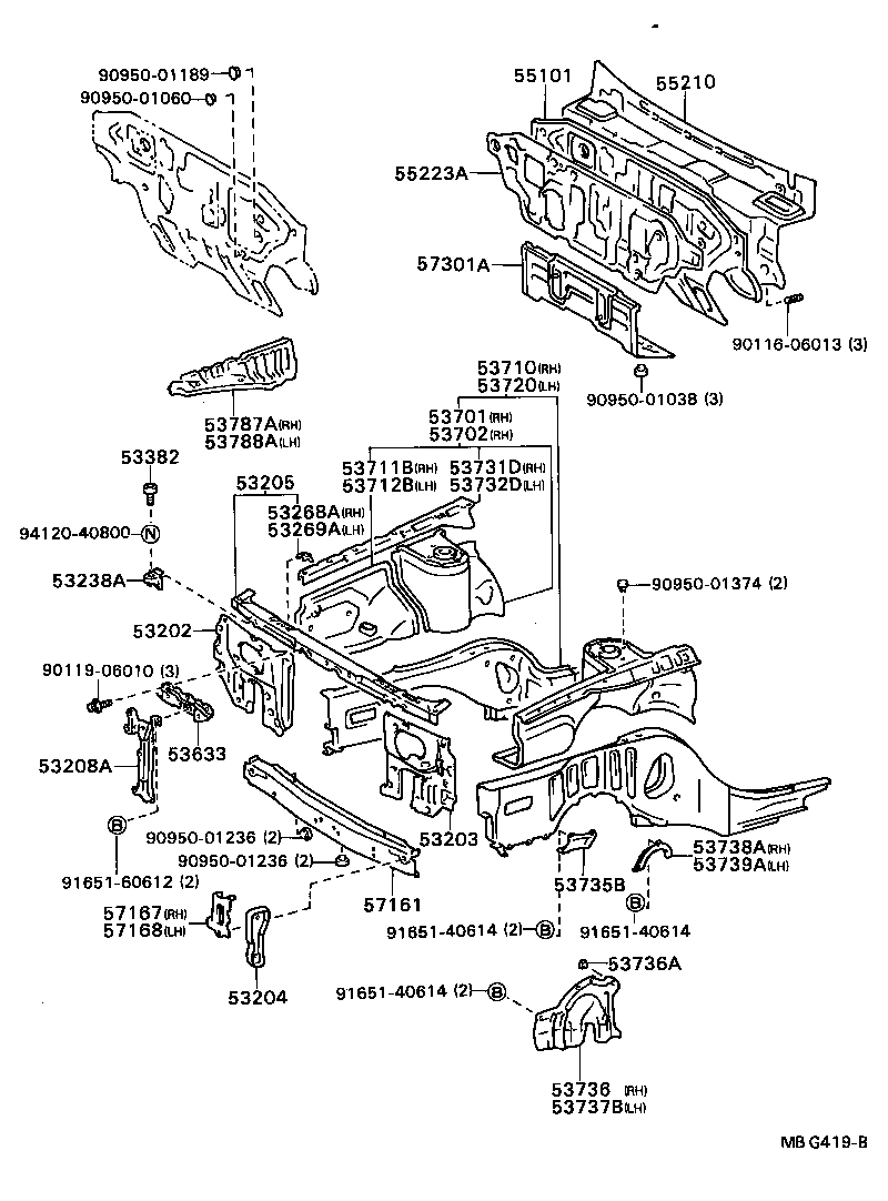 53208-32030 SUPPORT SUB-ASSY, HOOD LOCK product image