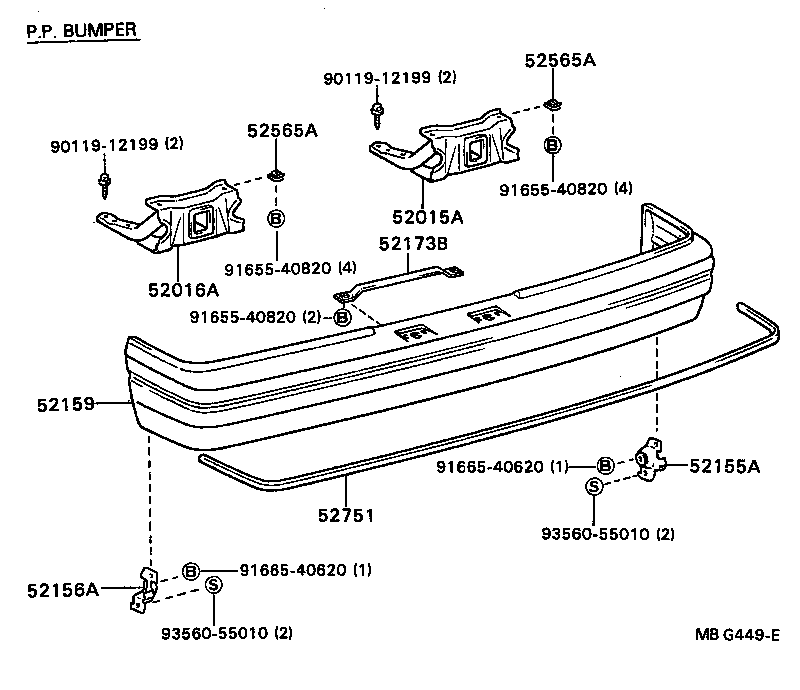 52155-20110 SUPPORT, REAR BUMPER SIDE, RH product image