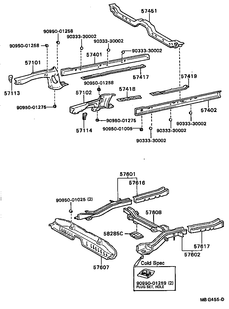 57102-20320 MEMBER SUB-ASSY, FRONT SIDE, LH product image
