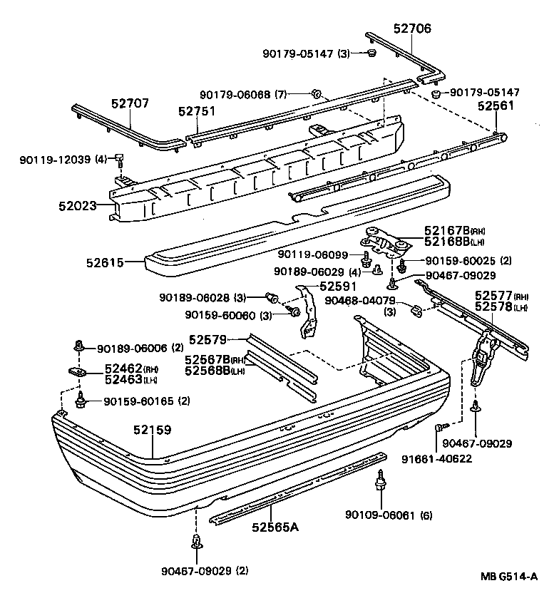 52015-32040 ARM SUB-ASSY, REAR BUMPER, RH product image