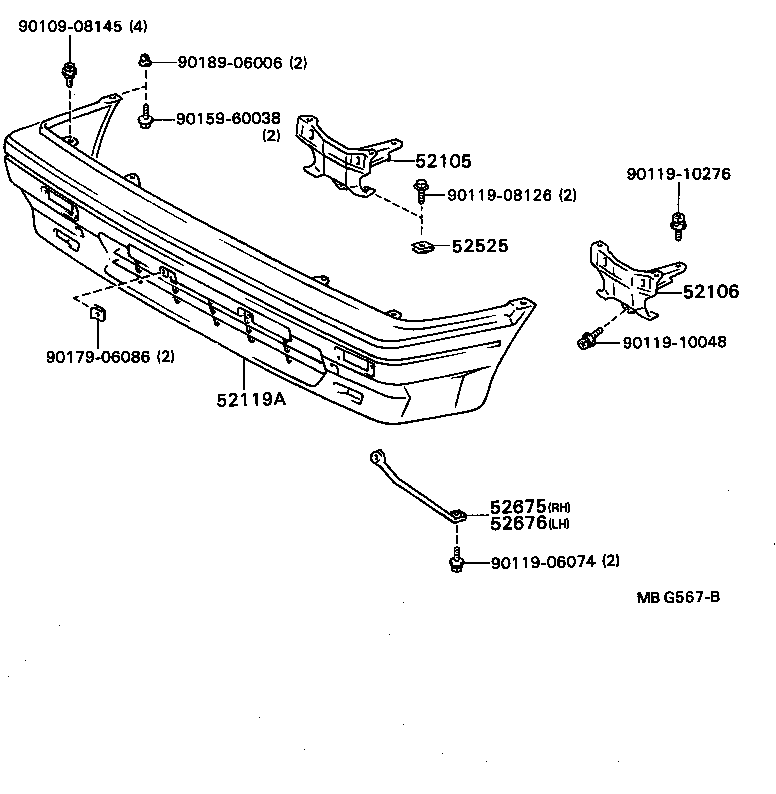 52115-16050 SUPPORT, FRONT BUMPER SIDE, RH product image