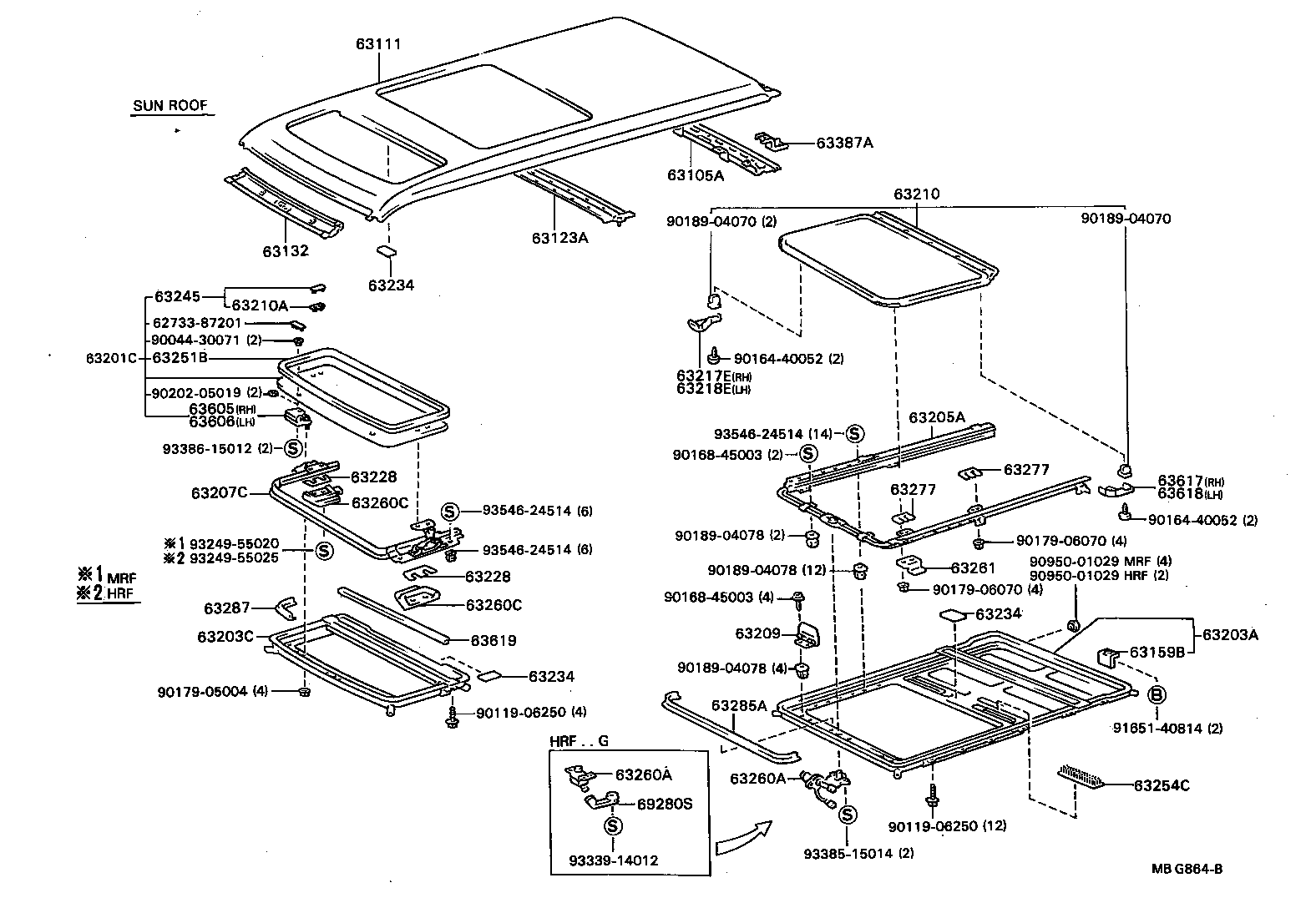 63403-87002 SUPPORT SUB-ASSY, ROOF RACK, CENTER RH product image