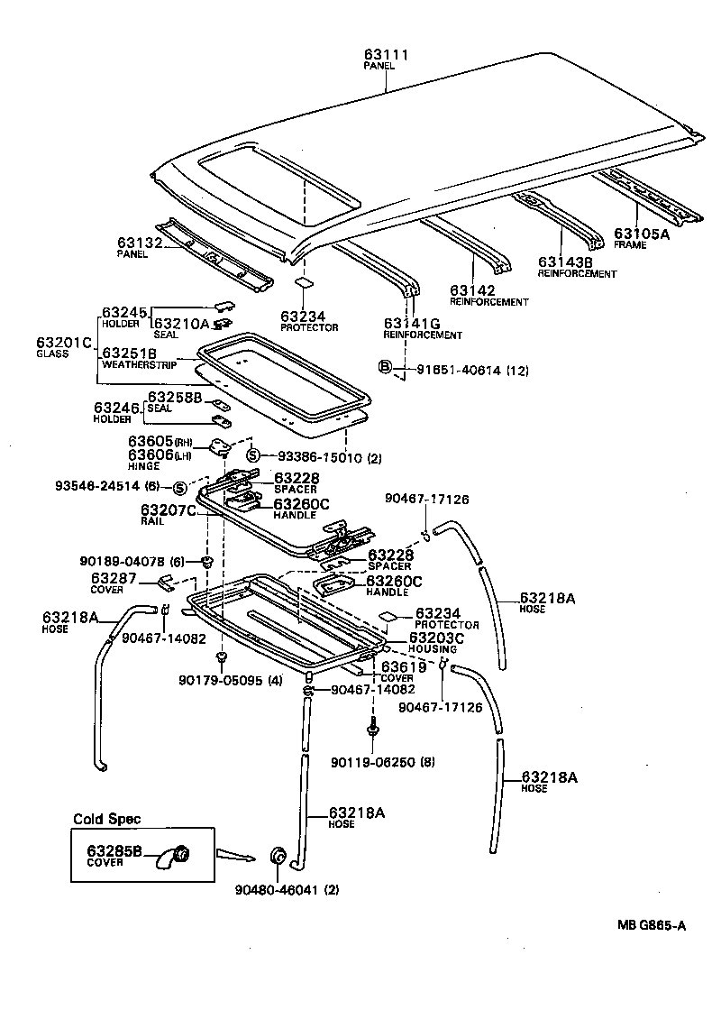63403-87002 SUPPORT SUB-ASSY, ROOF RACK, CENTER RH product image