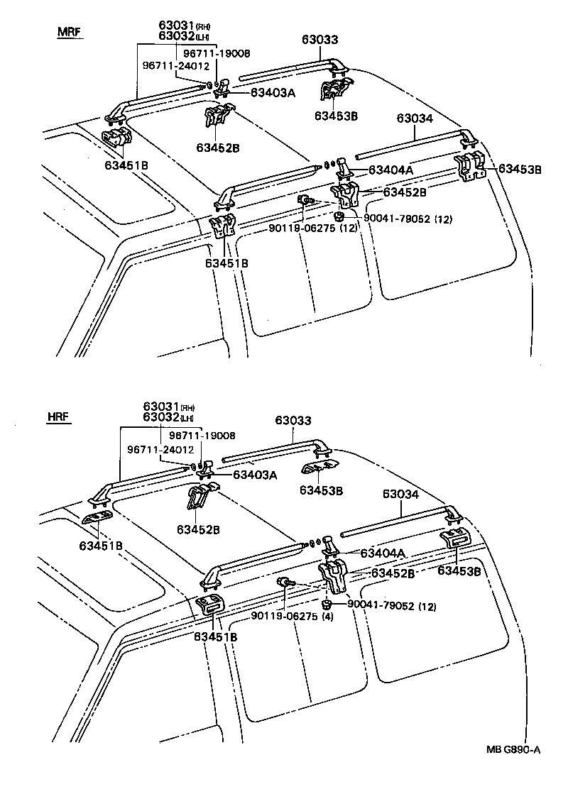 63403-87002 SUPPORT SUB-ASSY, ROOF RACK, CENTER RH product image