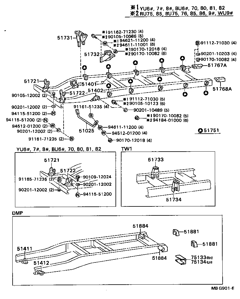 51205-36100 CROSSMEMBER SUB-ASSY, FRAME, NO.4 product image