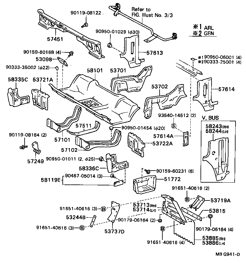 57012-95401 MEMBER SUB-ASSY, FRONT SIDE, LH product image