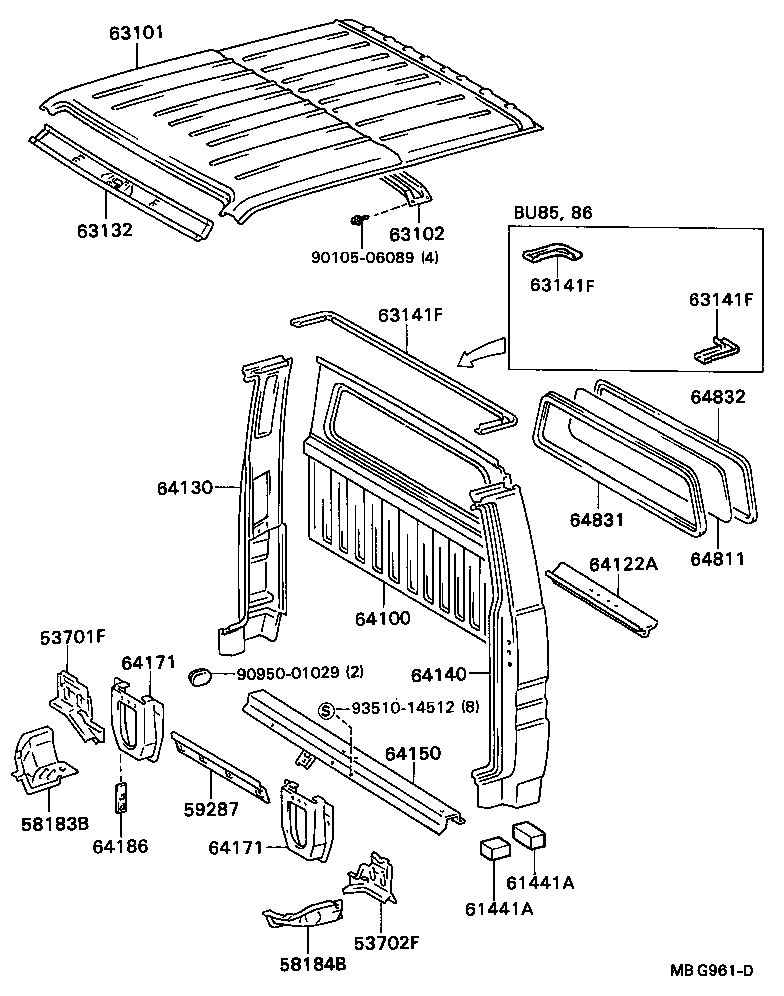 63102-95401 PANEL, WINDSHIELD HEADER, INNER product image