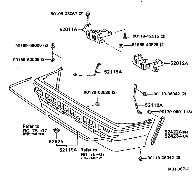 52115-12220 SUPPORT, FRONT BUMPER SIDE, RH product image