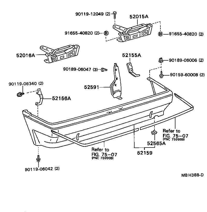 52155-12130 SUPPORT, REAR BUMPER SIDE, RH product image