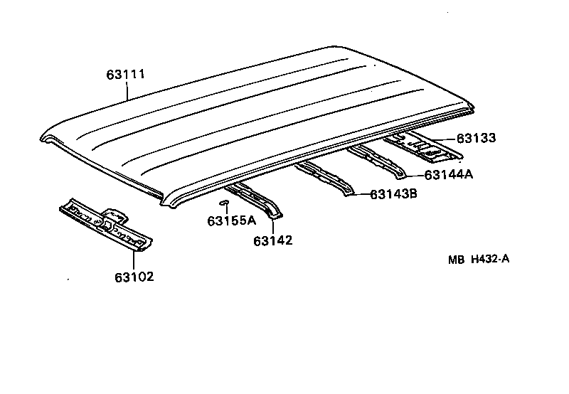 63103-22090 REINFORCEMENT, ROOF PANEL, NO.2 product image