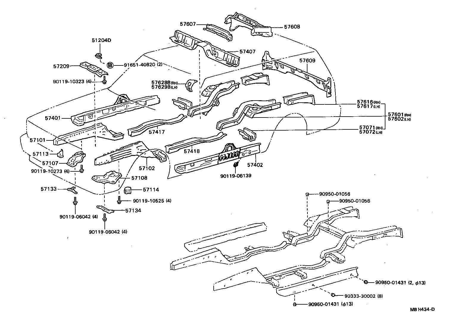 57102-22280 MEMBER SUB-ASSY, FRONT SIDE, LH product image
